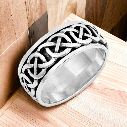 Sterling Silver Unisex Celtic Infinity Knot Spinner Ring