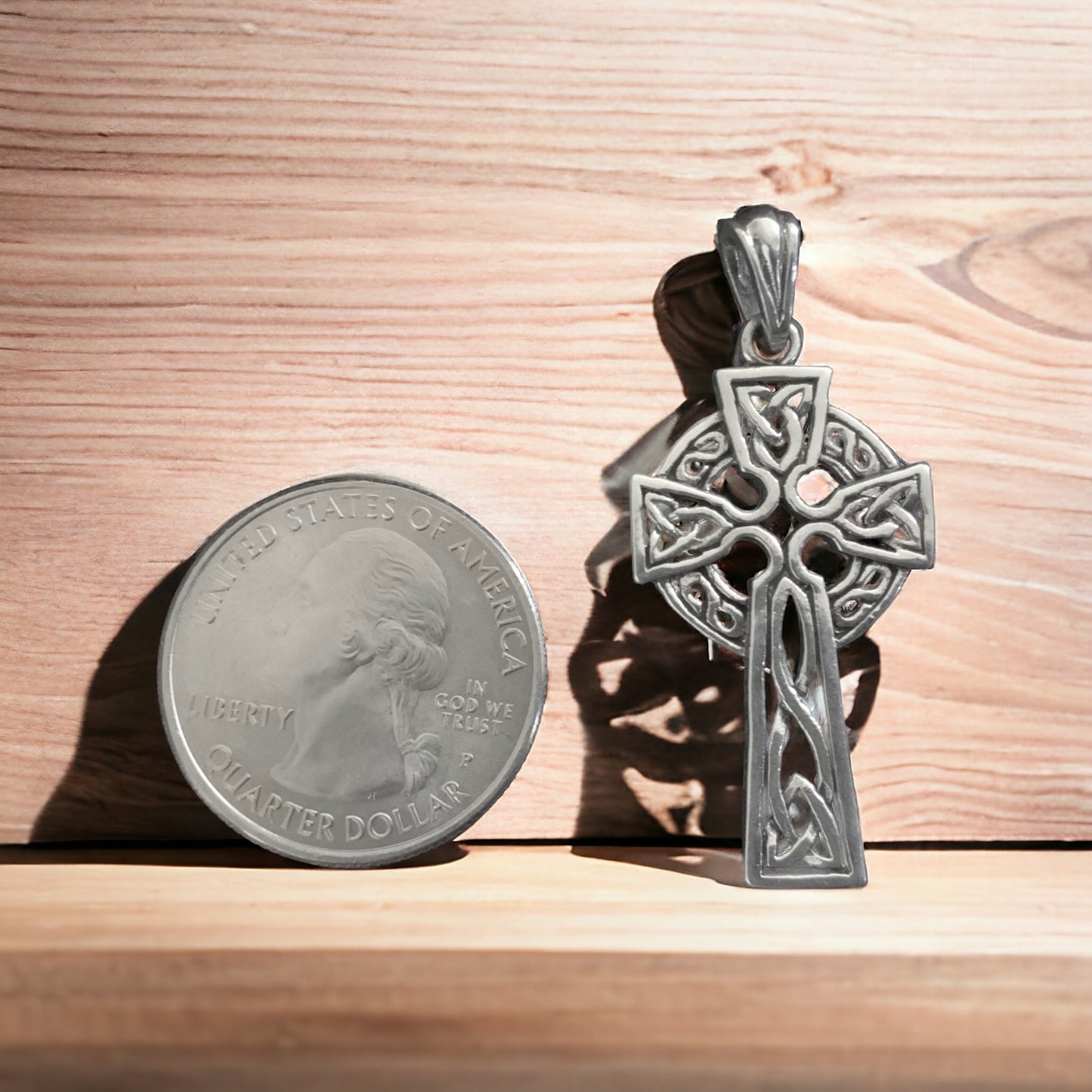 Silver Celtic Filigree Cross Pendant + Free Chain