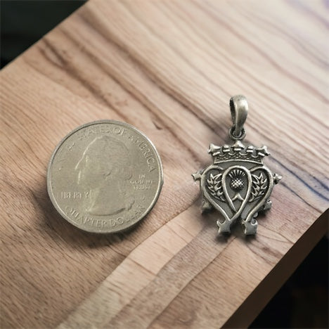 Handcast 925 Sterling Silver Scottish Luckenbooth Thistle Pendant