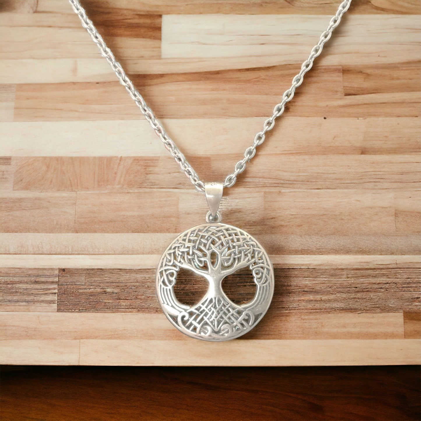 Sterling Silver Celtic Tree of Life Pendant + Free Chain