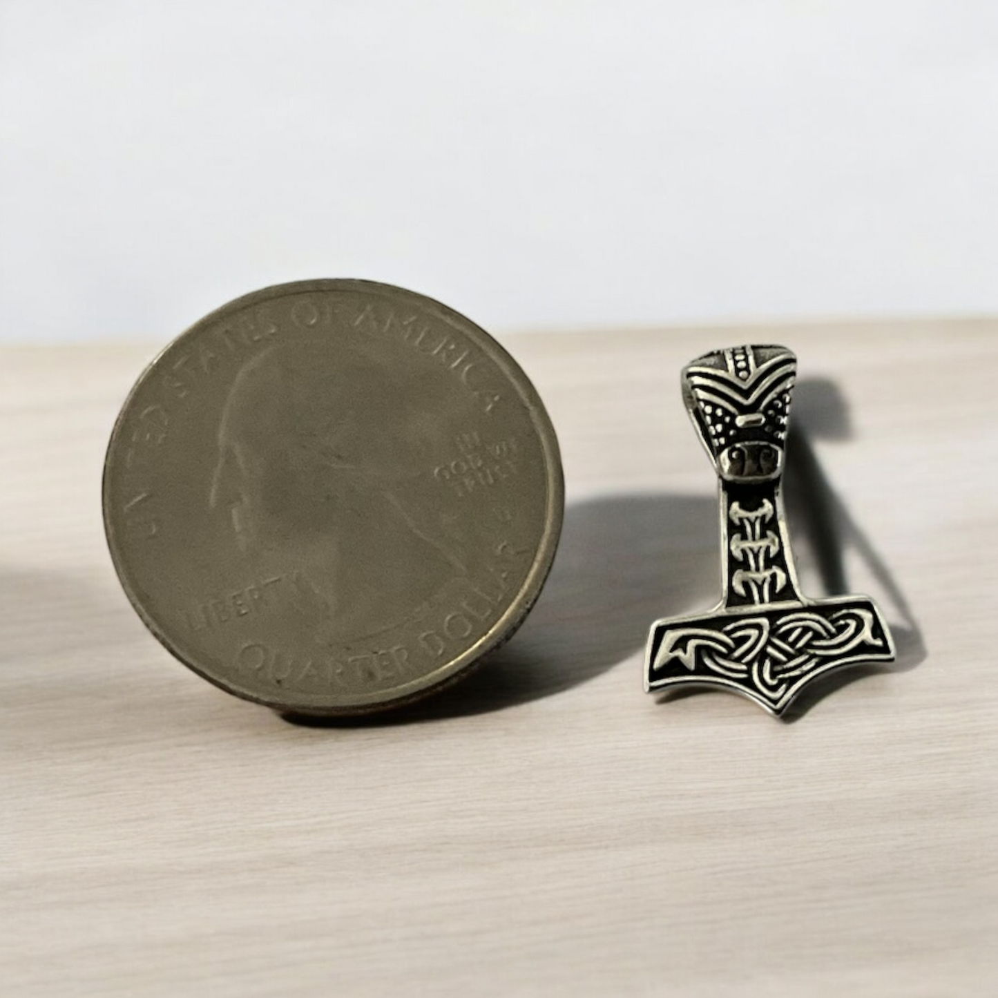 925 Sterling Silver Viking Norse Thor's Hammer Mjolnir Pendant Necklace + Free Chain