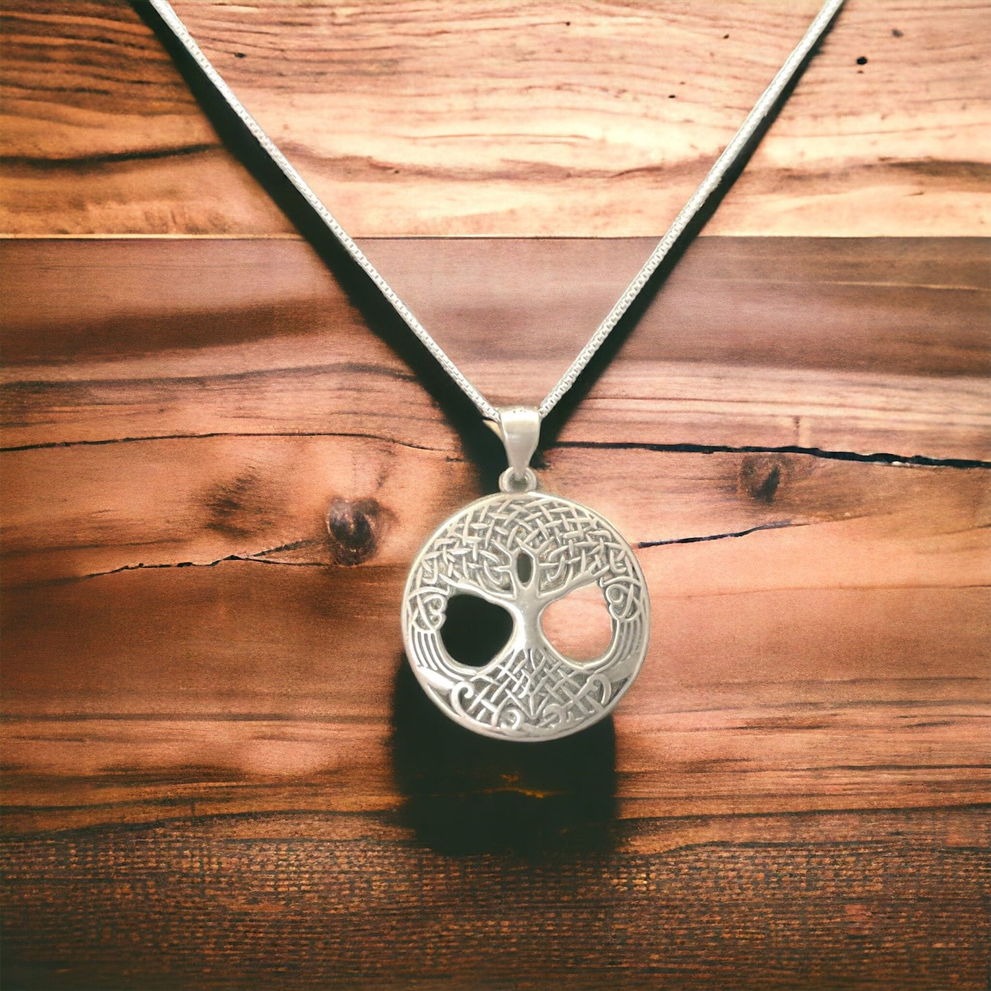 Sterling Silver Celtic Tree of Life Pendant + Free Chain