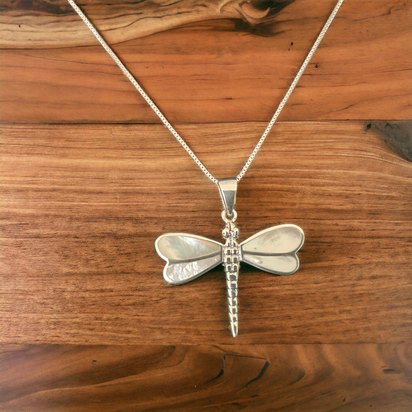 925 Sterling Silver Dragonfly Pendant Necklace + Free Chain