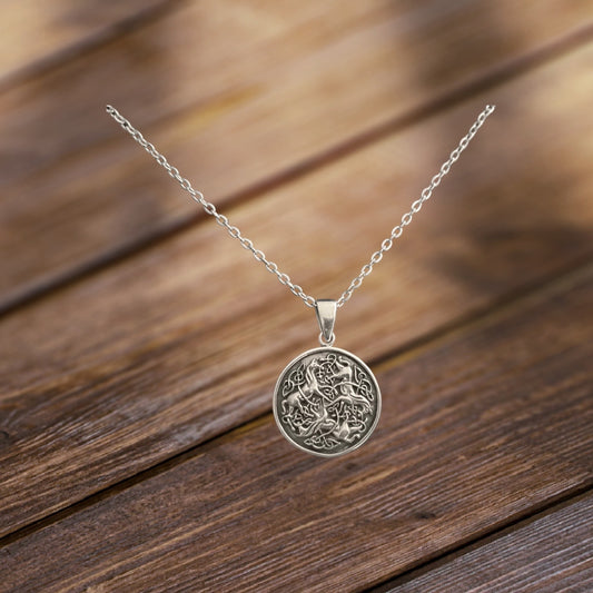 925 Sterling Silver Celtic Epona Horse Pendant + Free Chain