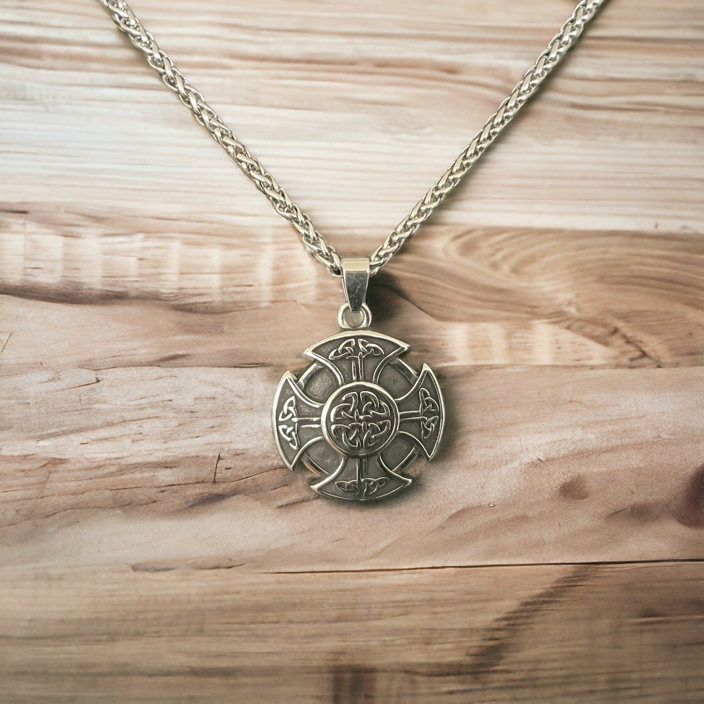 316L Surgical Stainless Steel Irish Celtic Equal Sided Cross Pendant + Free Chain Necklace