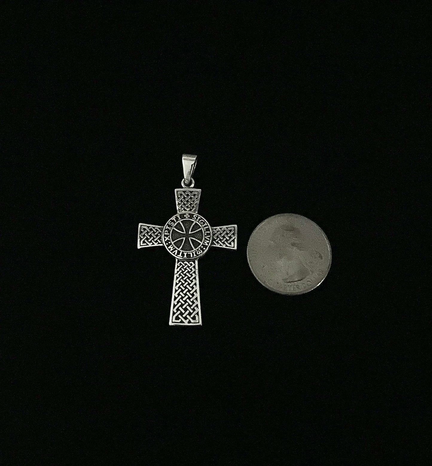 Large Handcast 925 Sterling Silver Crusader Knights Templar Cross Pendant + Free Chain Necklace