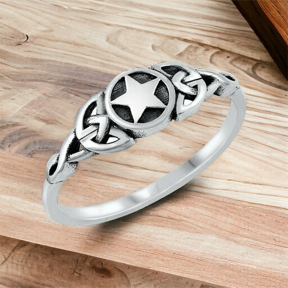 925 Sterling Silver Celtic Star Ring Size 4-10