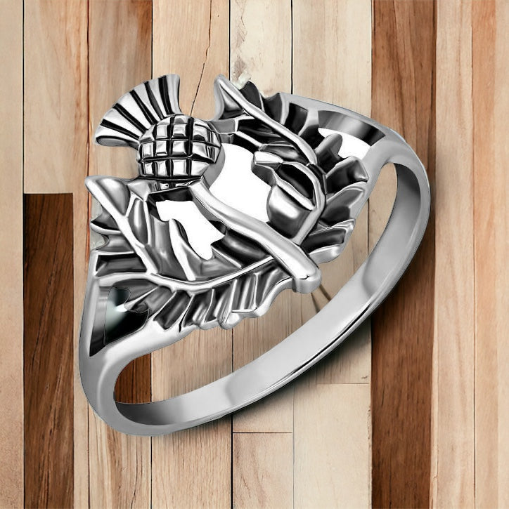 925 Sterling Silver Scottish Thistle Ring