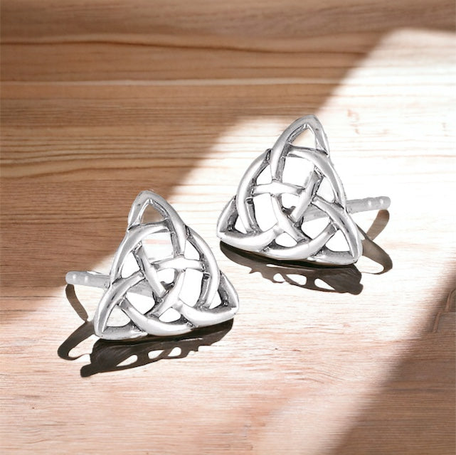 Silver Celtic Triquetra / Trinity Knot Stud Post Earrings
