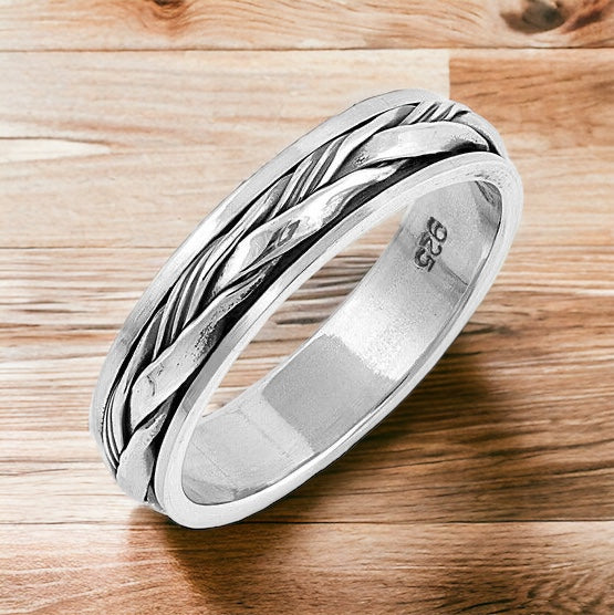 Sterling Silver Unisex Celtic Weave Spinner Ring