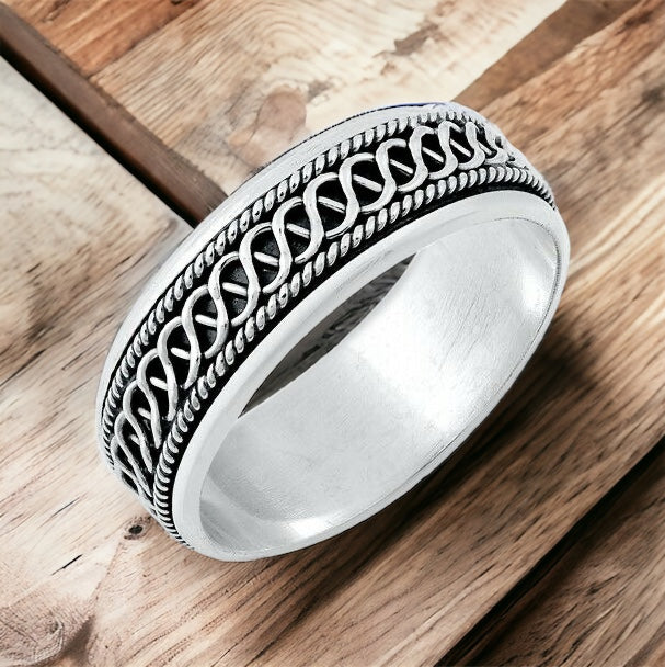 Sterling Silver Unisex Celtic Eternity Weave Spinner Ring