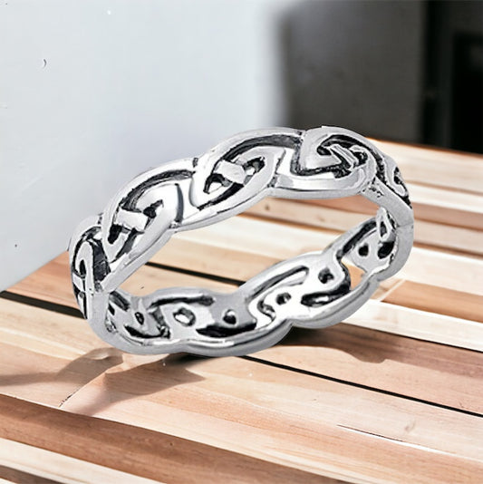 925 Sterling Silver Unisex Celtic Weave Ring Band Size 6-14