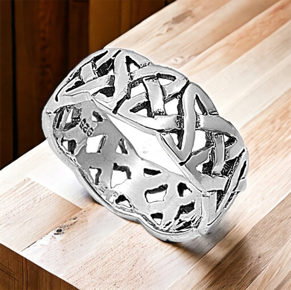 925 Sterling Silver Unisex Celtic Knot Ring Band Size 5-12