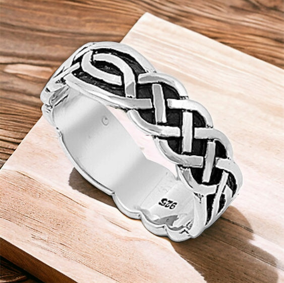 925 Sterling Silver Unisex Celtic Knot Ring Band Size 5-14