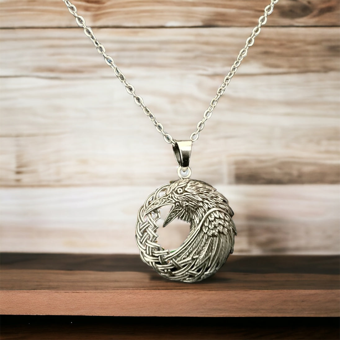 925 Sterling Silver Eagle Pendant accented with Celtic Knotwork + Free Chain