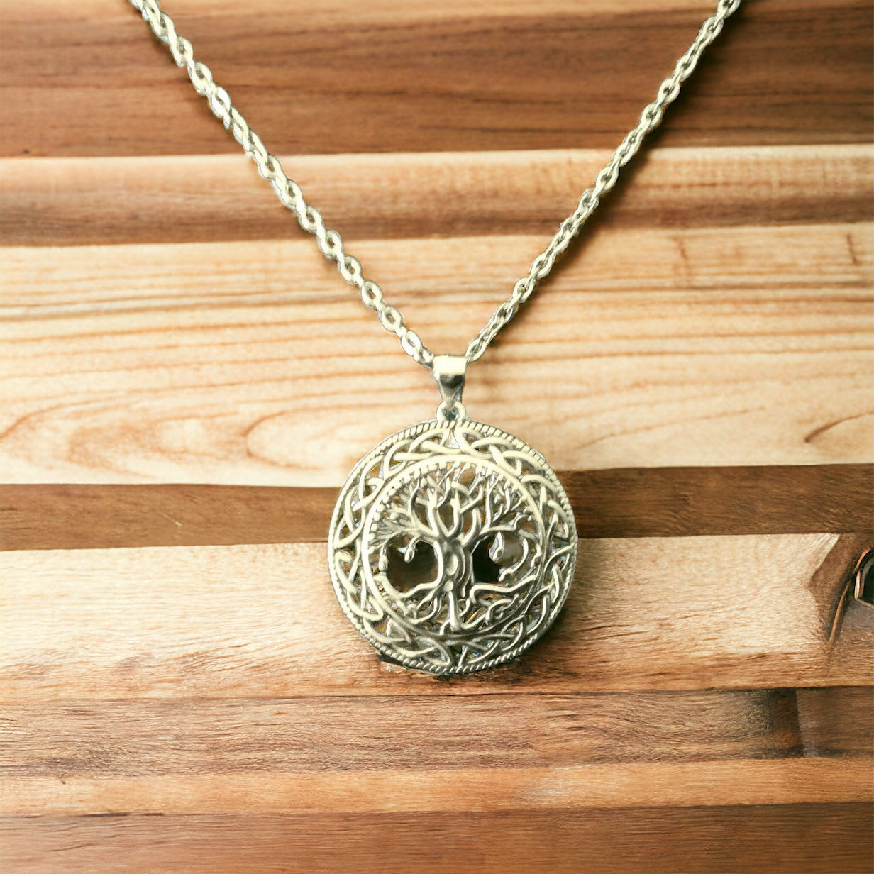 925 Sterling Silver Celtic Tree of Life Pendant Necklace + Free Chain