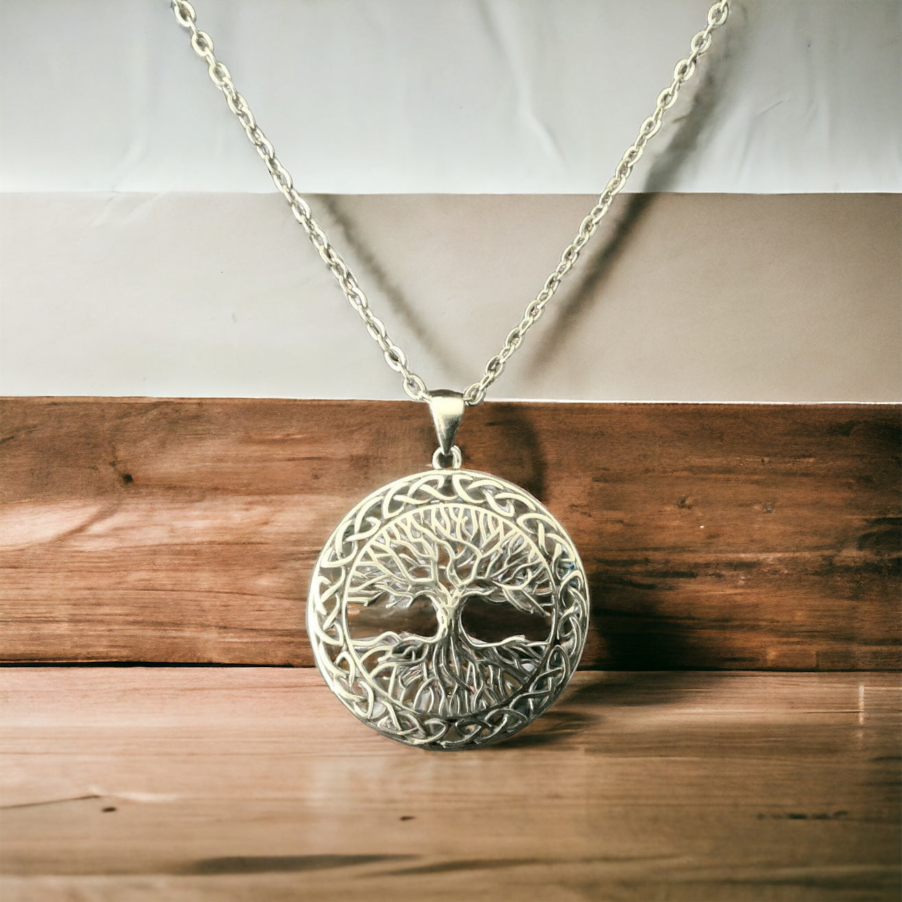 925 Sterling Silver Celtic Tree of Life Pendant Necklace + Free Chain