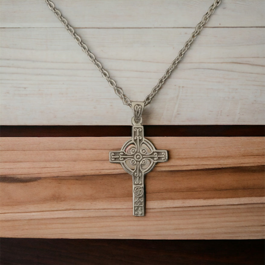 925 Sterling Silver Celtic Cross Pendant Necklace + Free Chain