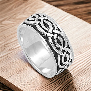 Silver Unisex Celtic Weave Spinner Ring