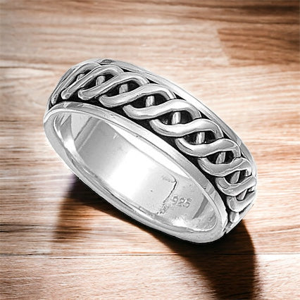 Silver Unisex Celtic Weave Spinner Ring