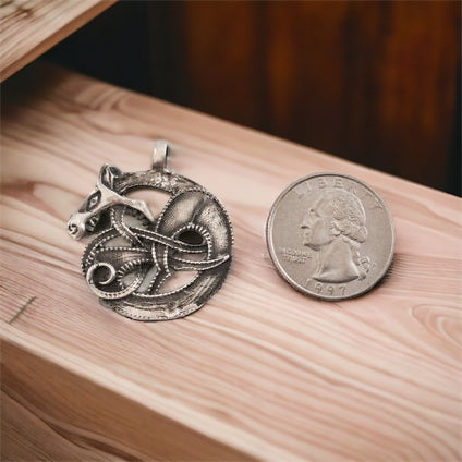 Handcast 925 Sterling Silver Celtic Ouroboros Dragon Necklace