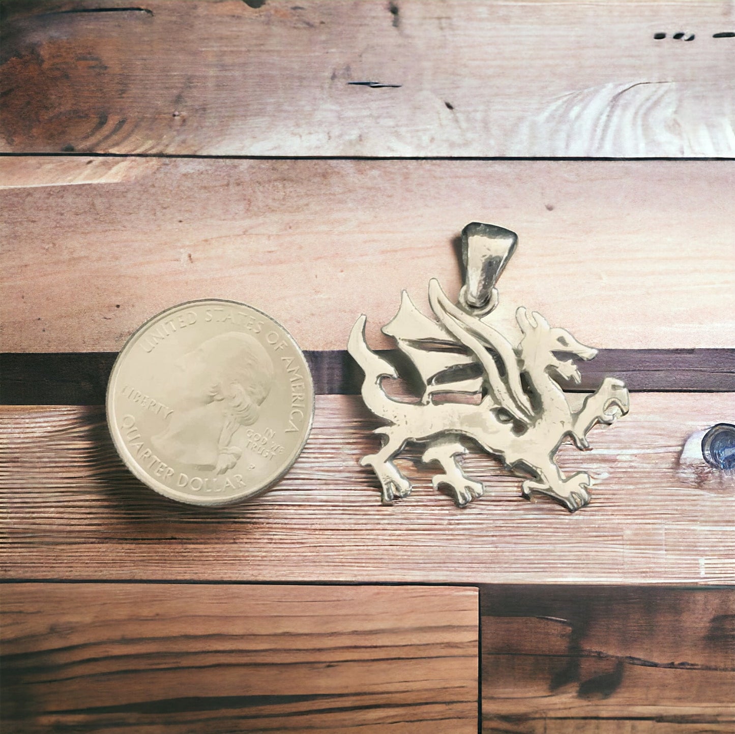 Large Handcast 925 Sterling Silver Welsh Dragon Necklace