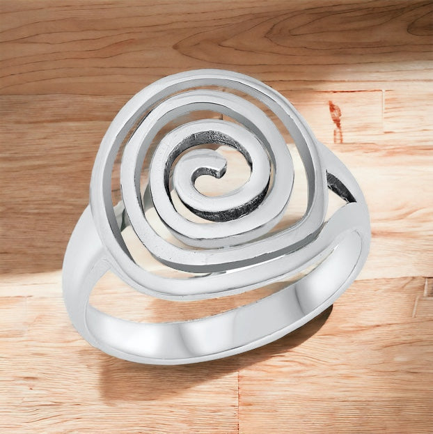 Large 925 Sterling Silver Celtic Spiral Ring Band Size 6-13