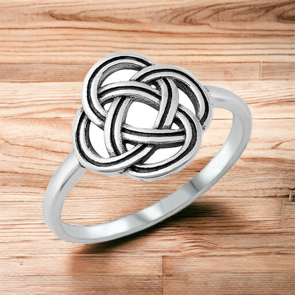 925 Sterling Silver Celtic Flower Knot Ring Band Size 4-12