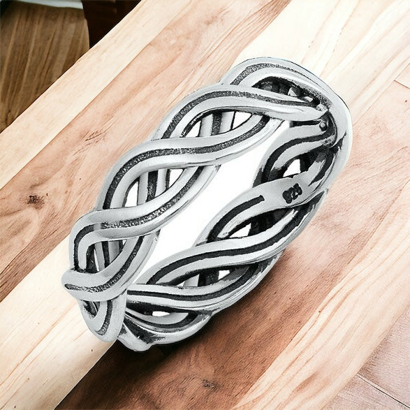 925 Sterling Silver Celtic Weave Ring Band Size 5-10