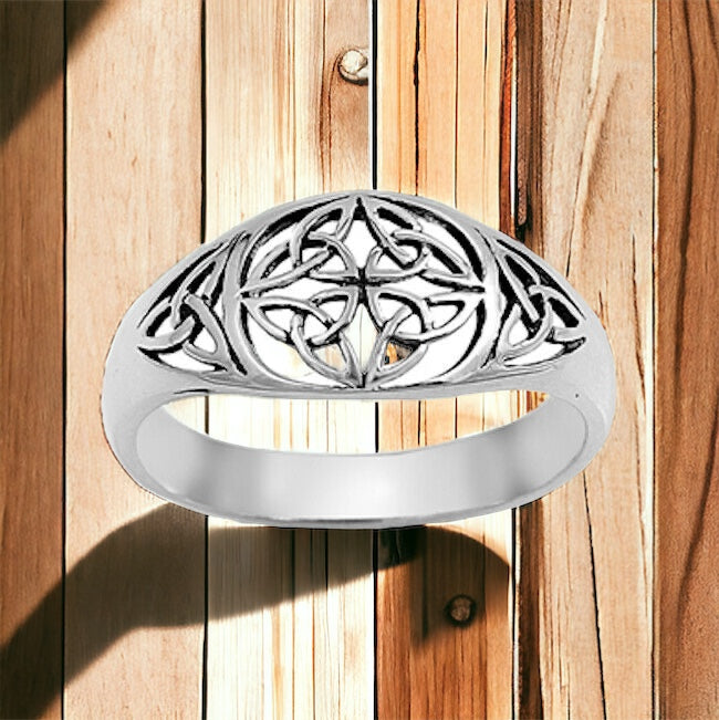 925 Sterling Silver Celtic Trinity Knot Ring Band Size 5-12