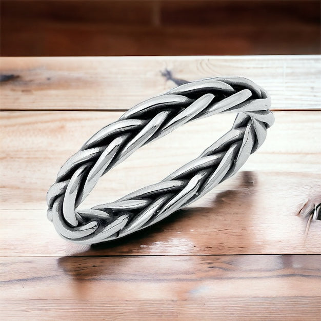 925 Sterling Silver Celtic Weave Ring Band Size 5-10