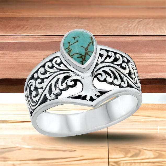 Large 925 Sterling Silver Tree of Life Ring Band Size 6-9