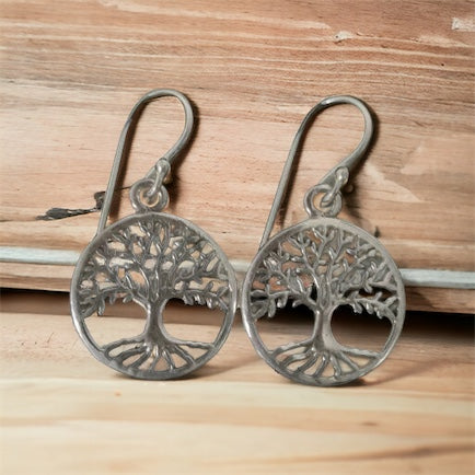 925 Sterling Silver Tree of Life Dangle Earrings