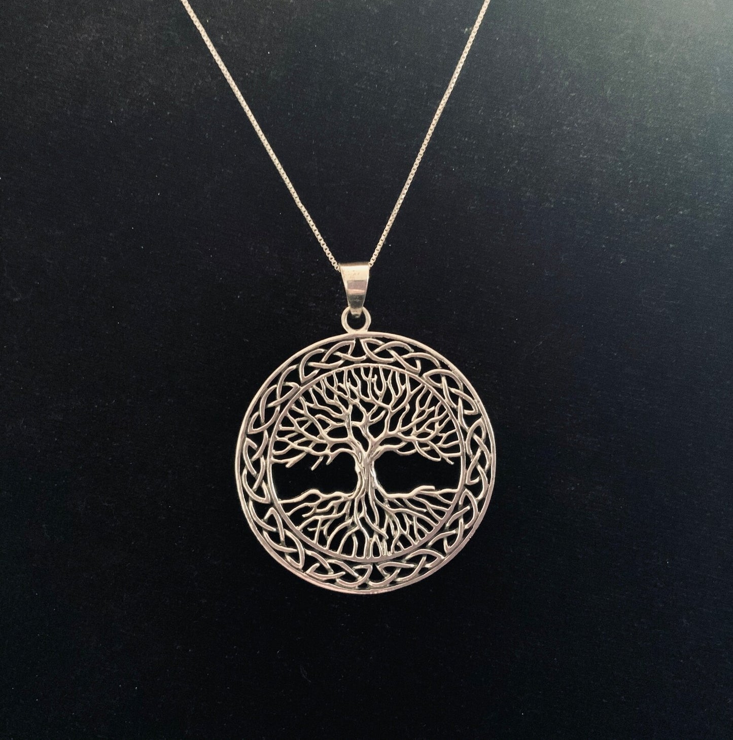 Large 925 Sterling Silver Handcast Tree of Life Pendant + Free Chain