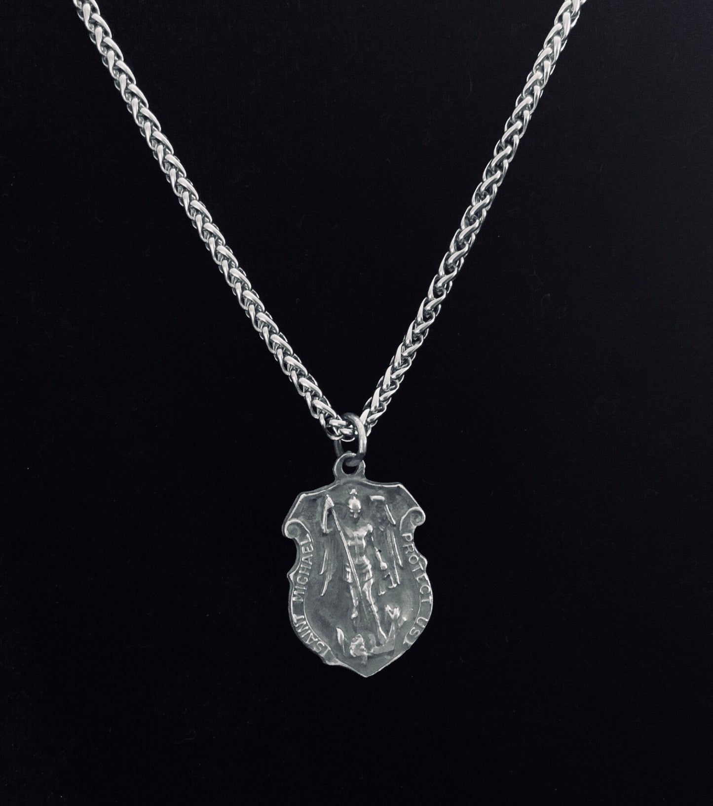 Handcast 925 Sterling Silver St. Michael Patron Saint Necklace