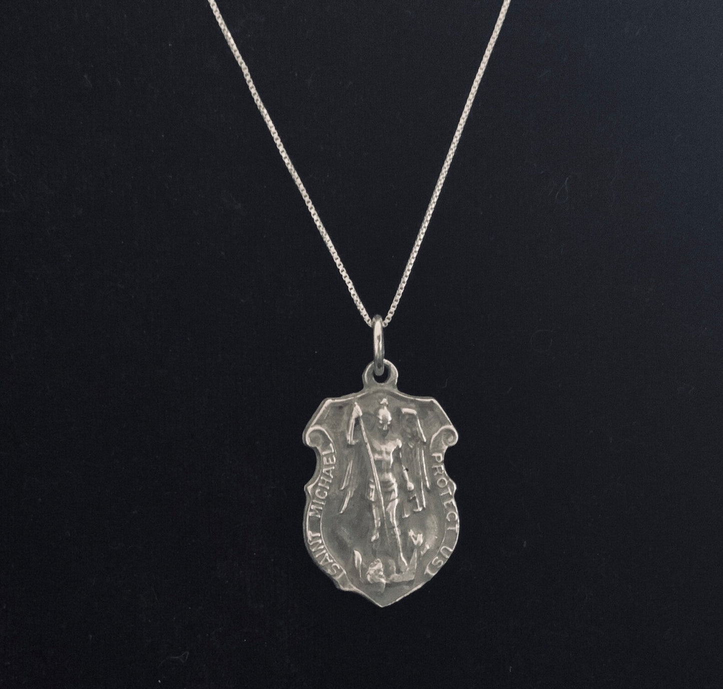Handcast 925 Sterling Silver St. Michael Patron Saint Necklace