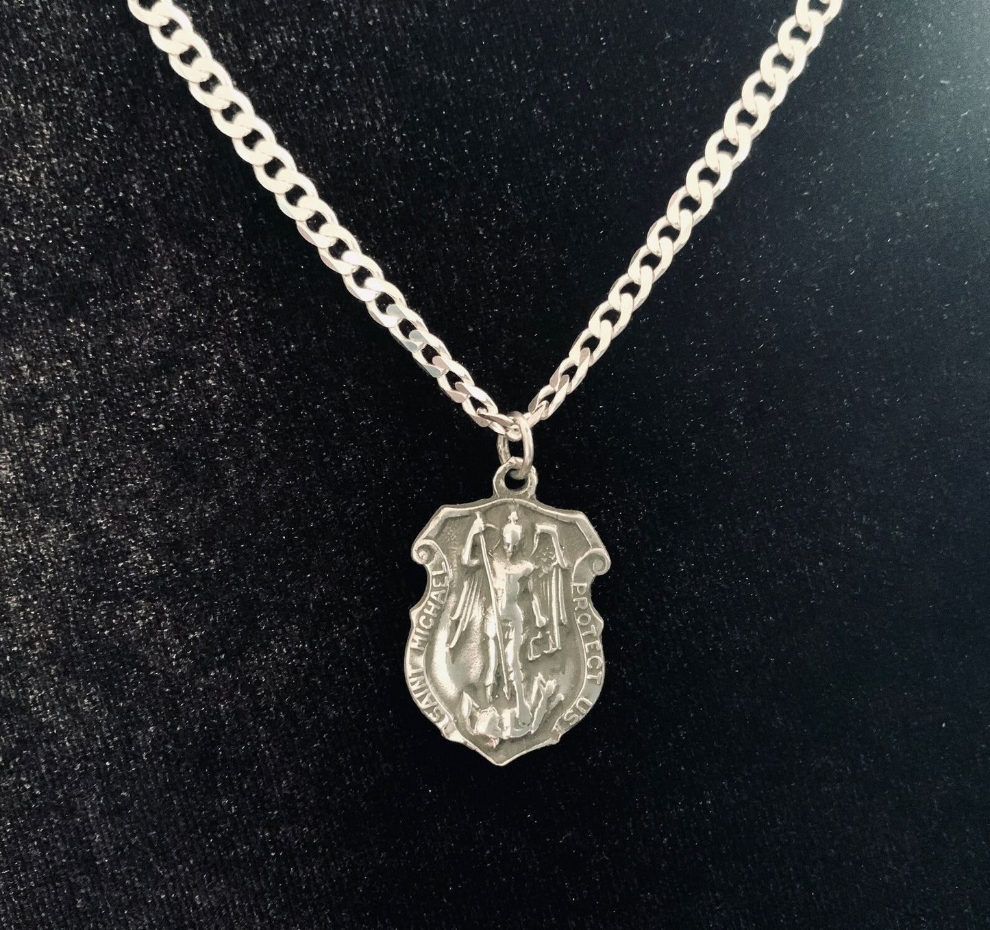 Handcast 925 Sterling Silver St. Michael Patron Saint Necklace