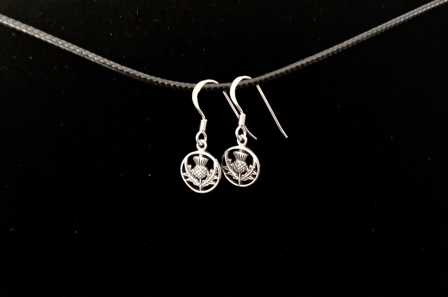 Silver Scottish Thistle Dangle Earrings