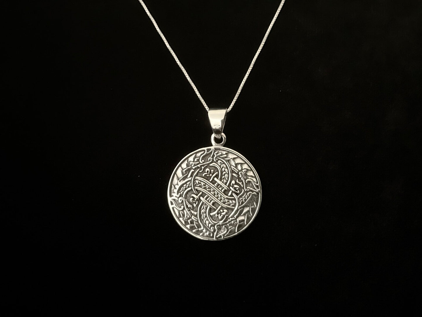 925 Sterling Silver Irish Celtic Dragon Warrior Pendant + Free Chain