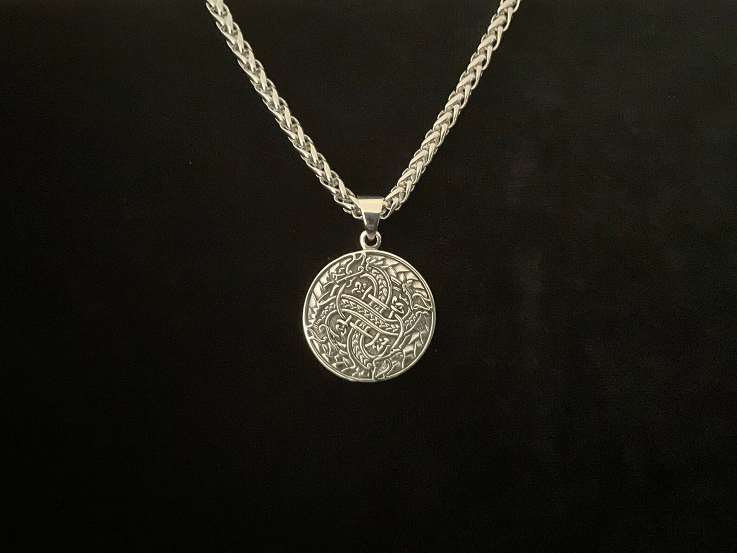 925 Sterling Silver Irish Celtic Dragon Warrior Pendant + Free Chain