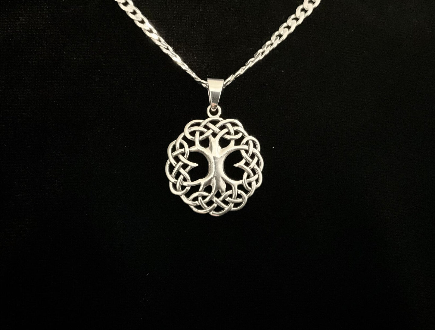 Large 925 Sterling Silver Celtic Tree of Life Pendant + Free Chain