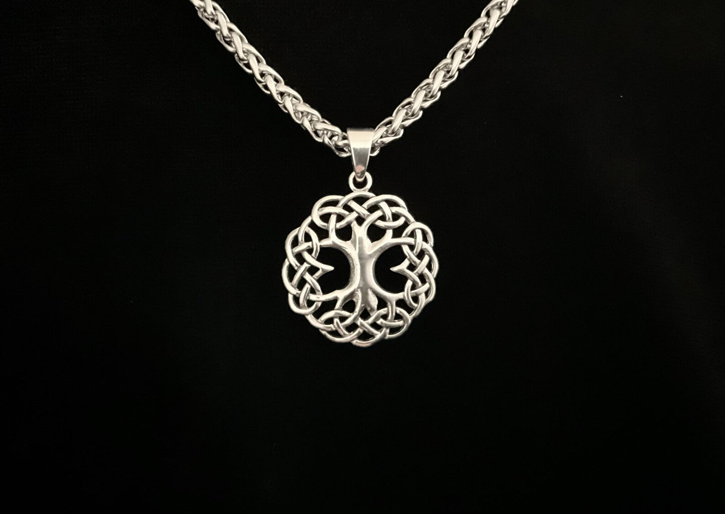 Large 925 Sterling Silver Celtic Tree of Life Pendant + Free Chain
