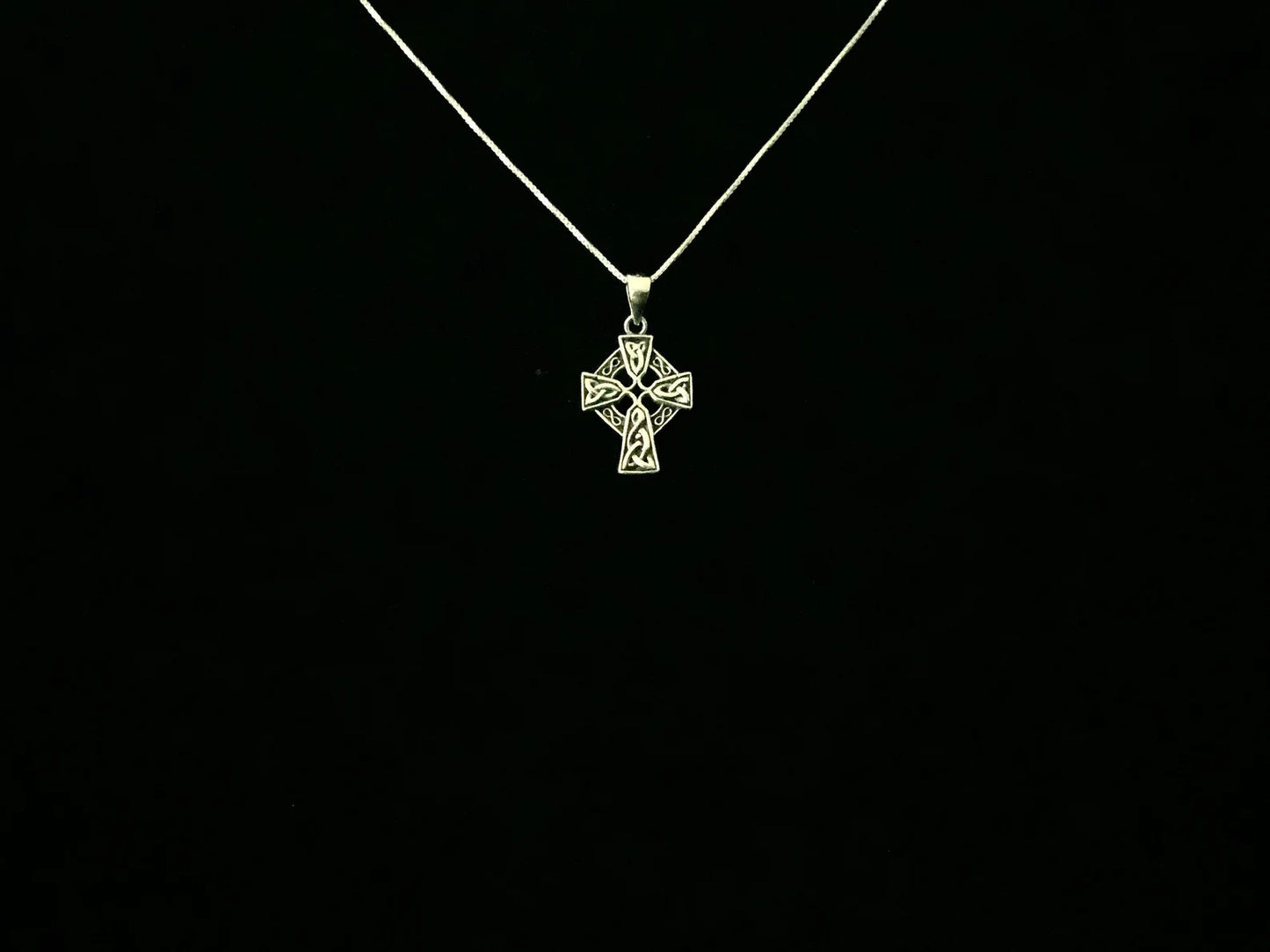 925 Sterling Silver Celtic Cross Pendant Necklace + Free Chain