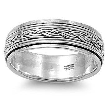 Silver Unisex Celtic Eternity Weave Spinner Ring