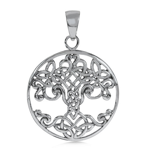 Sterling Silver Celtic Tree of Life Pendant + Free Chain