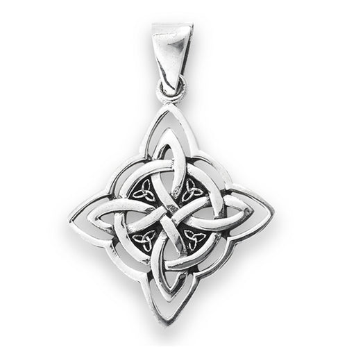 Silver Celtic Quad Knot Pendant + Free Chain