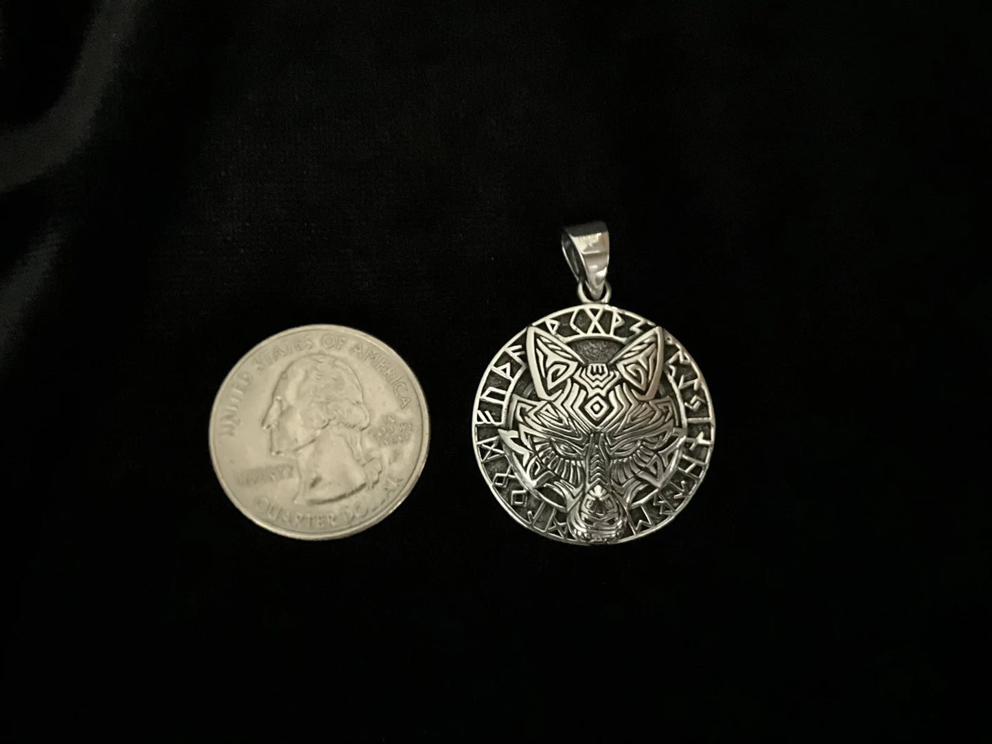 Handcast 925 Sterling Silver Norse Viking Celtic Wolf Rune Alphabet Pendant + Free Chain