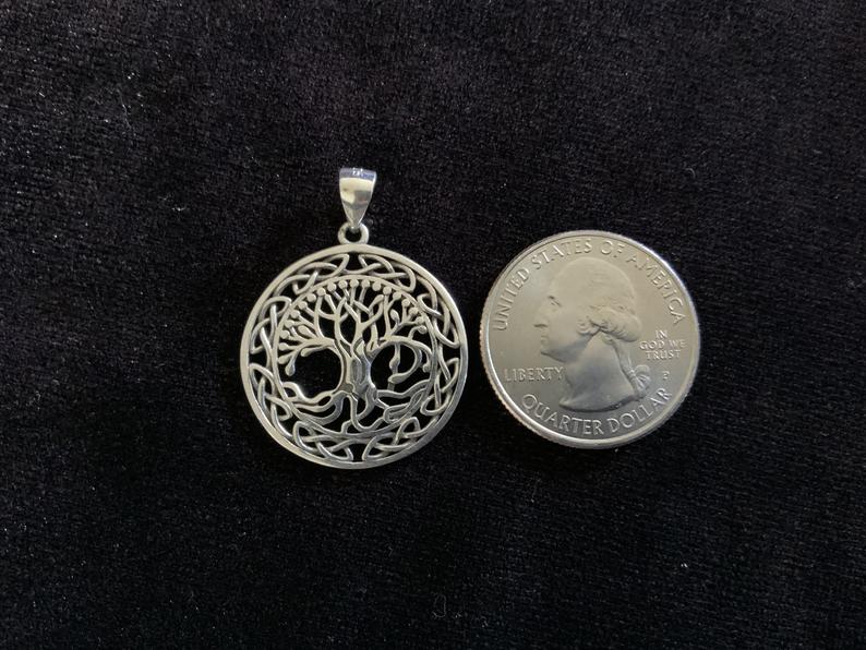 Handcast 925 Sterling Silver Irish Celtic Tree of Life Pendant + Free Chain Necklace