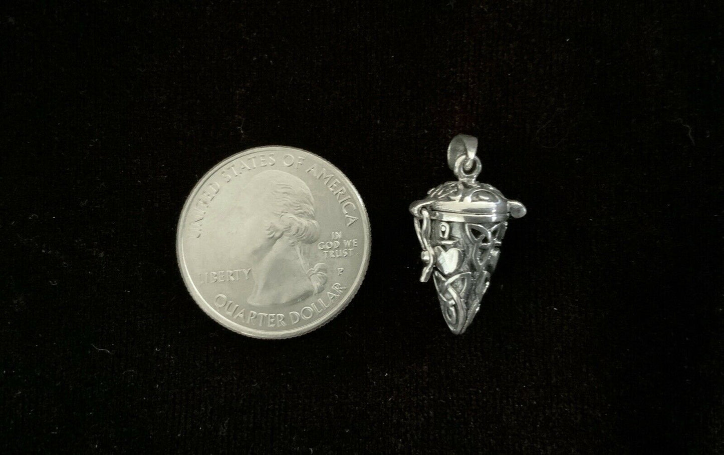 925 Sterling Silver Hinged Celtic Knot Pendant Necklace Cable Chain