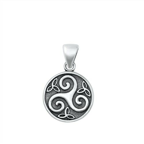925 Sterling Silver Celtic Triskele Triple Spiral Triskelion Pendant FREE Chain